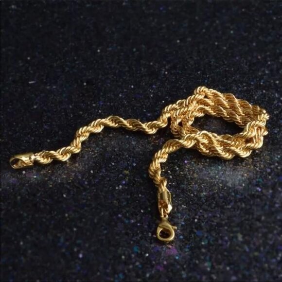 20”NEW GOLD CUBAN TWISTED CHOKER NECKLACE, NICE NECKLACE, CUTE NECKLACE - Picture 8 of 9